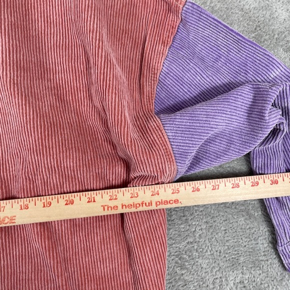 POL Corduroy Shirt Womens Medium Purple Colorblock Shacket Raw Hem Star - Picture 8 of 10